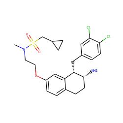 CN(CCOc1ccc2c(c1)[C@H](Cc1ccc(Cl)c(Cl)c1)[C@H](N)CC2)S(=O)(=O)CC1CC1 ZINC000143188525