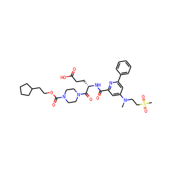 CN(CCS(C)(=O)=O)c1cc(C(=O)N[C@@H](CCC(=O)O)C(=O)N2CCN(C(=O)OCCC3CCCC3)CC2)nc(-c2ccccc2)c1 ZINC000049650191