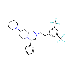 CN(CCc1cc(C(F)(F)F)cc(C(F)(F)F)c1)C[C@H](c1ccccc1)N1CCC(N2CCCCC2)CC1 ZINC000027441943