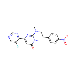 CN(CCc1ccc([N+](=O)[O-])cc1)c1nc(-c2ncncc2F)cc(=O)n1C ZINC000143436940