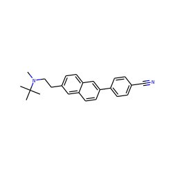 CN(CCc1ccc2cc(-c3ccc(C#N)cc3)ccc2c1)C(C)(C)C ZINC000028901434