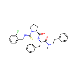 CN(CCc1ccccc1)C(=O)[C@H](Cc1ccccc1)NC(=O)[C@@H]1CCCN1C(=S)NCc1ccccc1Cl ZINC000026935563