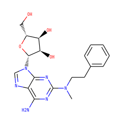 CN(CCc1ccccc1)c1nc(N)c2ncn([C@@H]3O[C@H](CO)[C@@H](O)[C@H]3O)c2n1 ZINC000013823856