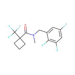 CN(Cc1cc(F)cc(F)c1F)C(=O)C1(C(F)(F)F)CCC1 ZINC001772628725