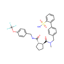 CN(Cc1ccc(-c2ccccc2S(N)(=O)=O)cc1)C(=O)[C@H]1CCC[C@@H]1C(=O)NCc1ccc(OC(F)(F)F)cc1 ZINC000028349623