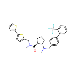 CN(Cc1ccc(-c2cccs2)s1)C(=O)[C@H]1CCC[C@@H]1N(C)Cc1ccc(-c2ccccc2C(F)(F)F)cc1 ZINC000028349991