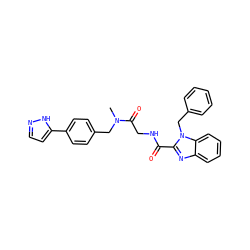 CN(Cc1ccc(-c2ccn[nH]2)cc1)C(=O)CNC(=O)c1nc2ccccc2n1Cc1ccccc1 ZINC000040423690