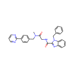 CN(Cc1ccc(-c2ncccn2)cc1)C(=O)CNC(=O)c1nc2ccccc2n1Cc1ccccc1 ZINC000040423266