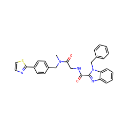 CN(Cc1ccc(-c2nccs2)cc1)C(=O)CNC(=O)c1nc2ccccc2n1Cc1ccccc1 ZINC000045505798