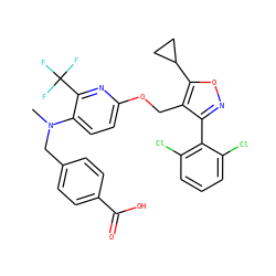 CN(Cc1ccc(C(=O)O)cc1)c1ccc(OCc2c(-c3c(Cl)cccc3Cl)noc2C2CC2)nc1C(F)(F)F ZINC000058559121
