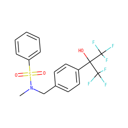 CN(Cc1ccc(C(O)(C(F)(F)F)C(F)(F)F)cc1)S(=O)(=O)c1ccccc1 ZINC000028572051
