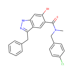 CN(Cc1ccc(Cl)cc1)C(=O)c1cc2c(Cc3ccccc3)n[nH]c2cc1O ZINC000084706875