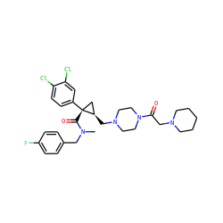 CN(Cc1ccc(F)cc1)C(=O)[C@@]1(c2ccc(Cl)c(Cl)c2)C[C@H]1CN1CCN(C(=O)CN2CCCCC2)CC1 ZINC000066066415