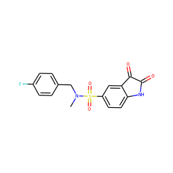 CN(Cc1ccc(F)cc1)S(=O)(=O)c1ccc2c(c1)C(=O)C(=O)N2 ZINC001772641242
