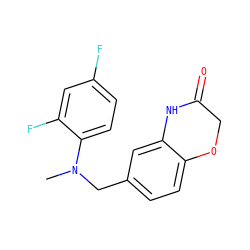 CN(Cc1ccc2c(c1)NC(=O)CO2)c1ccc(F)cc1F ZINC000653728095