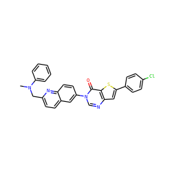 CN(Cc1ccc2cc(-n3cnc4cc(-c5ccc(Cl)cc5)sc4c3=O)ccc2n1)c1ccccc1 ZINC000038149737