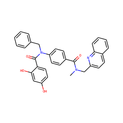 CN(Cc1ccc2ccccc2n1)C(=O)c1ccc(N(Cc2ccccc2)C(=O)c2ccc(O)cc2O)cc1 ZINC000653663056