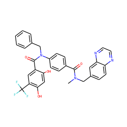 CN(Cc1ccc2nccnc2c1)C(=O)c1ccc(N(Cc2ccccc2)C(=O)c2cc(C(F)(F)F)c(O)cc2O)cc1 ZINC000653664722