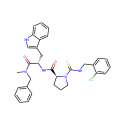 CN(Cc1ccccc1)C(=O)[C@H](Cc1c[nH]c2ccccc12)NC(=O)[C@@H]1CCCN1C(=S)NCc1ccccc1Cl ZINC000026938706