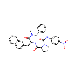CN(Cc1ccccc1)C(=O)[C@H](Cc1ccc2ccccc2c1)NC(=O)[C@@H]1CCCN1C(=O)Nc1ccc([N+](=O)[O-])cc1 ZINC000026940564