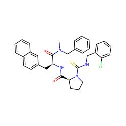 CN(Cc1ccccc1)C(=O)[C@H](Cc1ccc2ccccc2c1)NC(=O)[C@@H]1CCCN1C(=S)NCc1ccccc1Cl ZINC000026844716