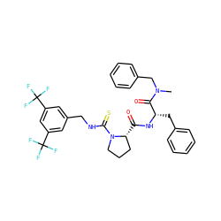 CN(Cc1ccccc1)C(=O)[C@H](Cc1ccccc1)NC(=O)[C@@H]1CCCN1C(=S)NCc1cc(C(F)(F)F)cc(C(F)(F)F)c1 ZINC000026948046