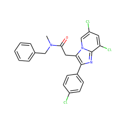 CN(Cc1ccccc1)C(=O)Cc1c(-c2ccc(Cl)cc2)nc2c(Cl)cc(Cl)cn12 ZINC000013607429