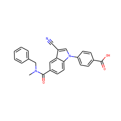 CN(Cc1ccccc1)C(=O)c1ccc2c(c1)c(C#N)cn2-c1ccc(C(=O)O)cc1 ZINC000202399963