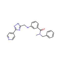 CN(Cc1ccccc1)C(=O)c1cccc(NCc2nc(-c3ccncc3)n[nH]2)c1 ZINC001772657361