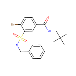 CN(Cc1ccccc1)S(=O)(=O)c1cc(C(=O)NCC(C)(C)C)ccc1Br ZINC000029046003