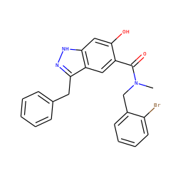 CN(Cc1ccccc1Br)C(=O)c1cc2c(Cc3ccccc3)n[nH]c2cc1O ZINC000084668518
