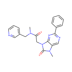 CN(Cc1cccnc1)C(=O)Cn1c(=O)n(C)c2cnc(-c3ccccc3)nc21 ZINC000095559415