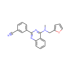 CN(Cc1ccco1)c1nc(-c2cccc(C#N)c2)nc2ccccc12 ZINC000004268303