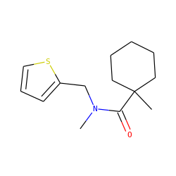 CN(Cc1cccs1)C(=O)C1(C)CCCCC1 ZINC000095575587