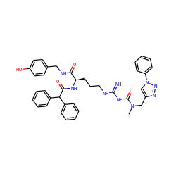 CN(Cc1cn(-c2ccccc2)nn1)C(=O)NC(=N)NCCC[C@@H](NC(=O)C(c1ccccc1)c1ccccc1)C(=O)NCc1ccc(O)cc1 ZINC000653799676