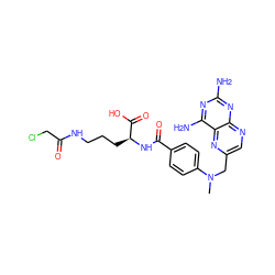 CN(Cc1cnc2nc(N)nc(N)c2n1)c1ccc(C(=O)N[C@@H](CCCNC(=O)CCl)C(=O)O)cc1 ZINC000029248484