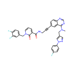 CN(Cc1cnn(-c2ccc(F)cc2)c1)c1ncnc2ccc(C#CCNC(=O)c3cccn(Cc4ccc(F)c(F)c4)c3=O)cc12 ZINC000096176301