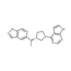 CN(c1cc2cn[nH]c2cn1)[C@@H]1CCN(c2ncnc3[nH]ccc23)C1 ZINC000146984392