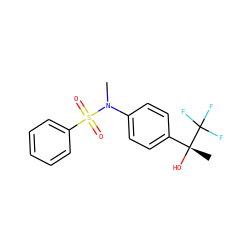 CN(c1ccc([C@@](C)(O)C(F)(F)F)cc1)S(=O)(=O)c1ccccc1 ZINC000038156021