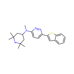CN(c1ccc(-c2cc3ccccc3s2)nn1)C1CC(C)(C)NC(C)(C)C1 ZINC000147651706