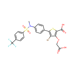 CN(c1ccc(-c2sc(C(=O)O)c(OCC(=O)O)c2Br)cc1)S(=O)(=O)c1ccc(C(F)(F)F)cc1 ZINC000014955147