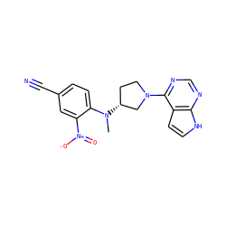 CN(c1ccc(C#N)cc1[N+](=O)[O-])[C@@H]1CCN(c2ncnc3[nH]ccc23)C1 ZINC000141931003