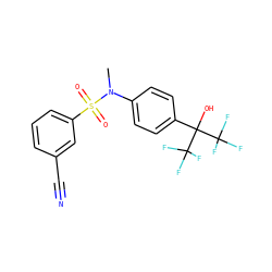 CN(c1ccc(C(O)(C(F)(F)F)C(F)(F)F)cc1)S(=O)(=O)c1cccc(C#N)c1 ZINC000028572568