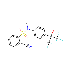 CN(c1ccc(C(O)(C(F)(F)F)C(F)(F)F)cc1)S(=O)(=O)c1ccccc1C#N ZINC000028572567