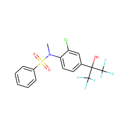 CN(c1ccc(C(O)(C(F)(F)F)C(F)(F)F)cc1Cl)S(=O)(=O)c1ccccc1 ZINC000038156020