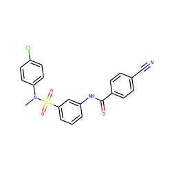 CN(c1ccc(Cl)cc1)S(=O)(=O)c1cccc(NC(=O)c2ccc(C#N)cc2)c1 ZINC000169312031