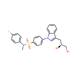CN(c1ccc(F)cc1)S(=O)(=O)c1ccc(-n2cc(C[C@H](O)CO)c3ccccc32)cc1 ZINC000146647871