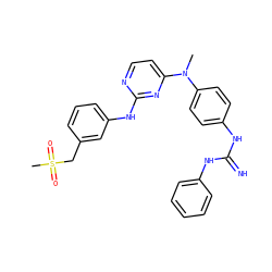 CN(c1ccc(NC(=N)Nc2ccccc2)cc1)c1ccnc(Nc2cccc(CS(C)(=O)=O)c2)n1 ZINC000014945129