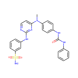 CN(c1ccc(NC(=O)Nc2ccccc2)cc1)c1ccnc(Nc2cccc(S(N)(=O)=O)c2)n1 ZINC000014945131