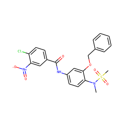 CN(c1ccc(NC(=O)c2ccc(Cl)c([N+](=O)[O-])c2)cc1OCc1ccccc1)S(C)(=O)=O ZINC000029136113